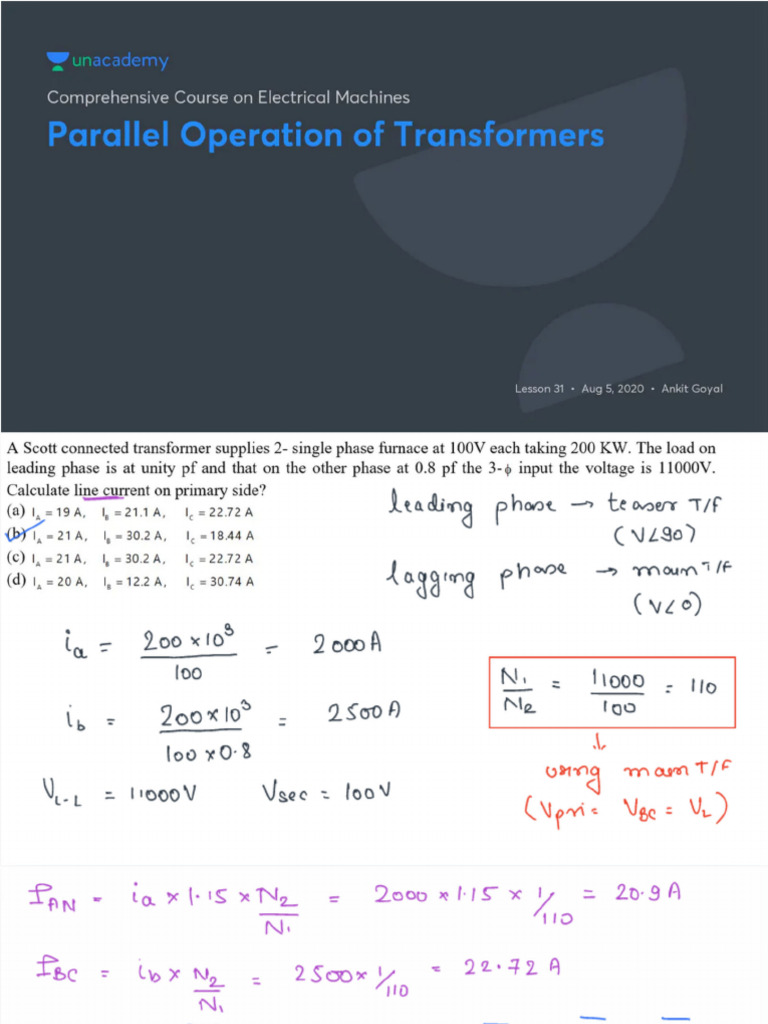 Parallel Operation of Transformers | PDF
