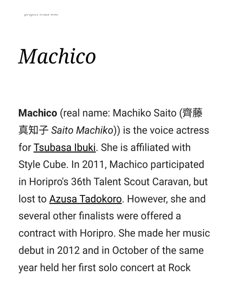 Machico - Project-imas Wiki | PDF | Anime
