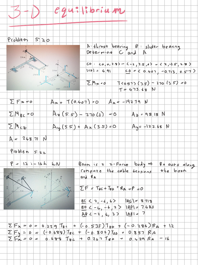 3D Equilibrium (Problems) | PDF