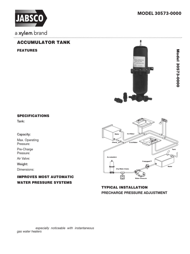 Jabsco 30573-0000 Ausgleichstank - Accumulator Tank - EN | PDF | Pump ...