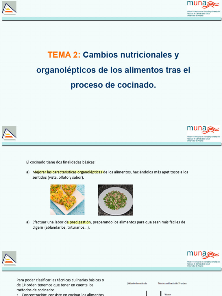 Tema 2_Cambios nutricionales y organolépticos de los alimentos tras el ...