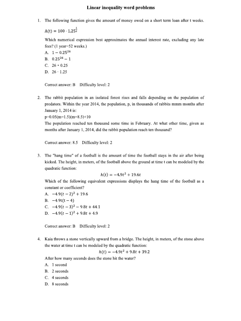 Lec 3. Linear Inequality Word Problems | PDF