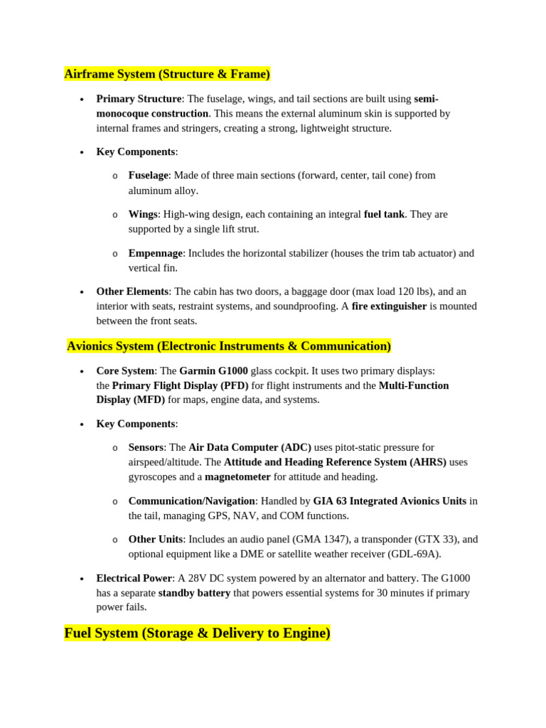 Cessna Systems Short Note | PDF | Aviation | Aerospace