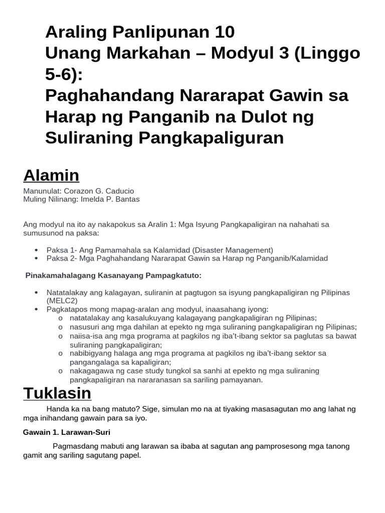 AP10 Quarter1 Module 3 2021 22 | PDF