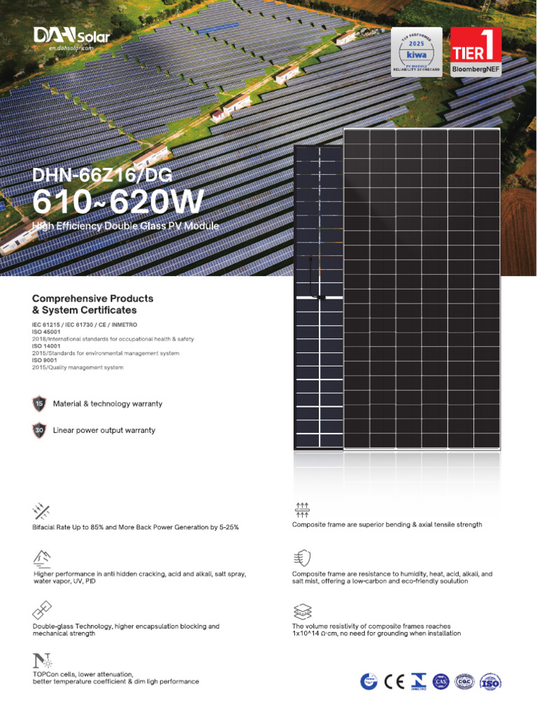 Datasheet Módulo 610w Dah Solar DHN 66z16 DG 610w | PDF