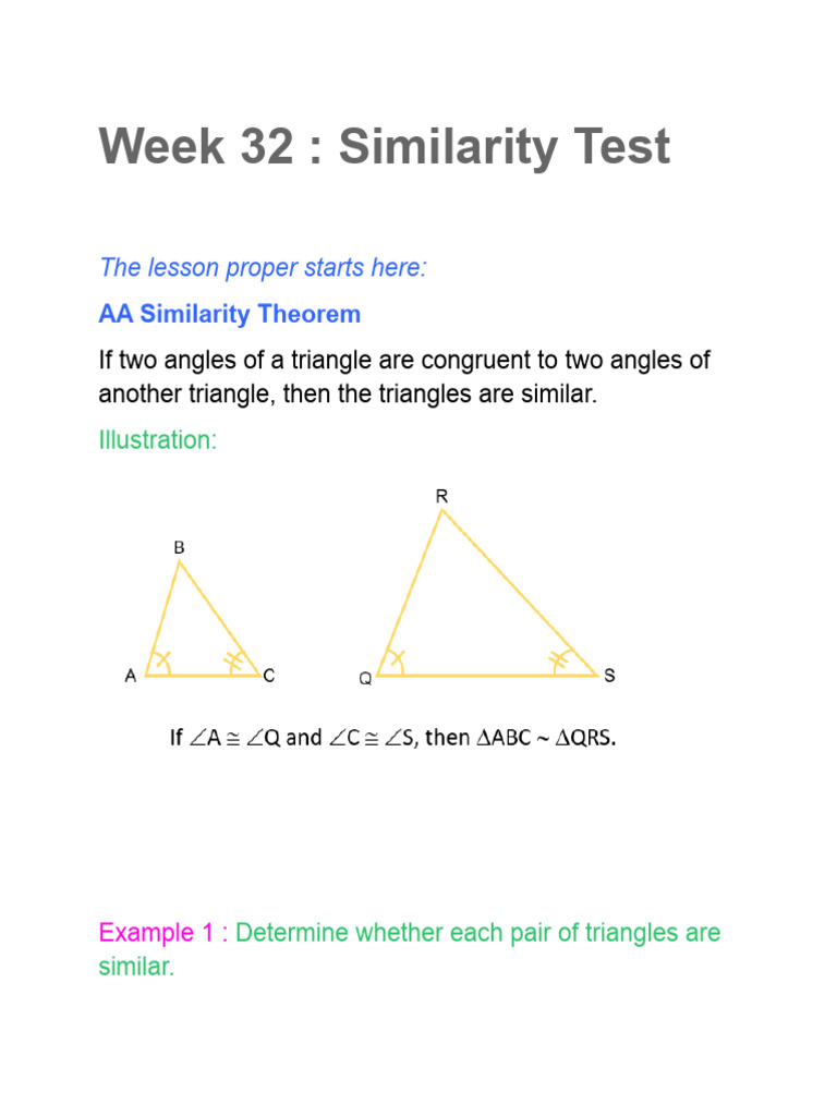 Similarity Test (Aa, SSS, Sas) | PDF