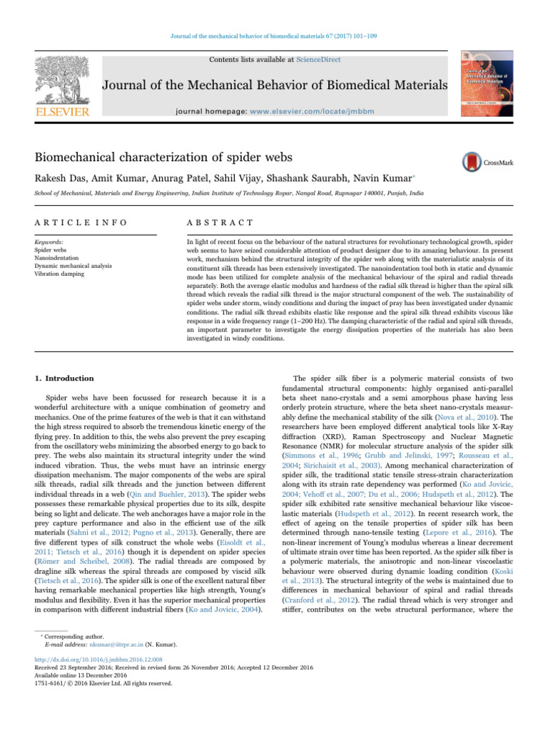 Exploring The Shock Response of Spider Webs | PDF | Young's Modulus ...