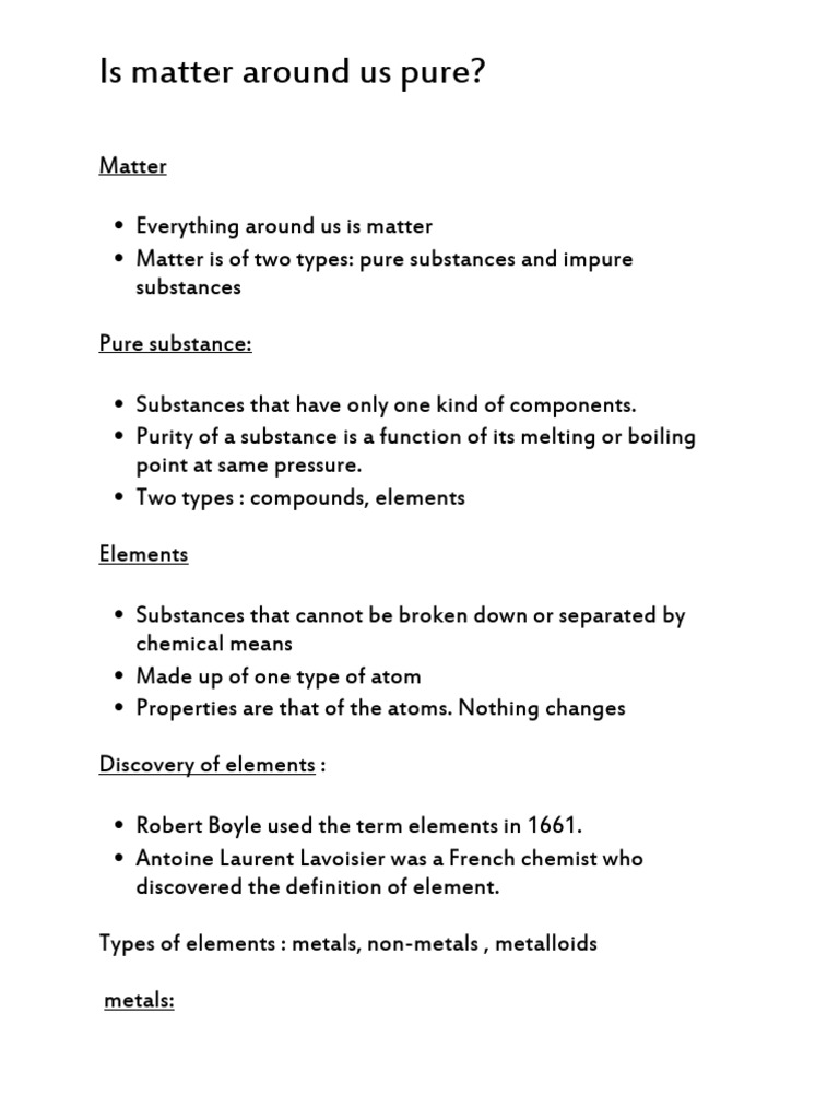 Is Matter Around Us Pure | PDF | Mixture | Chemical Elements