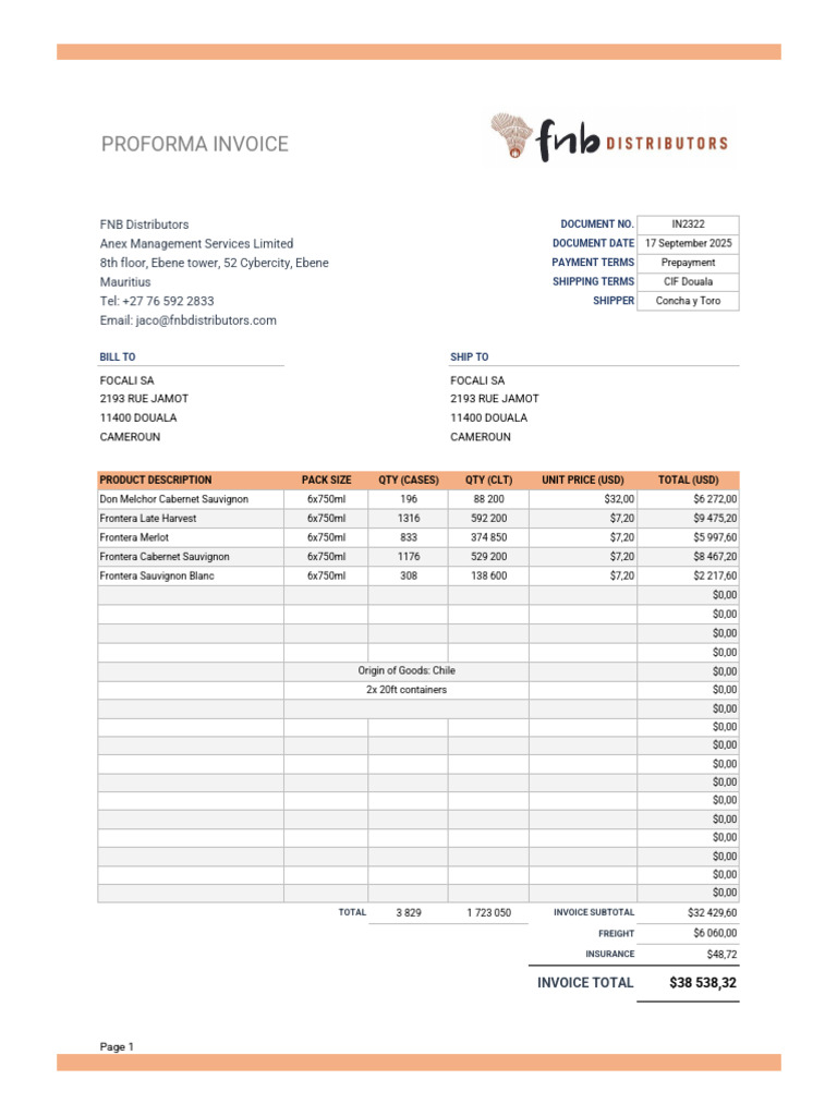 FNB Distributors Commercial Invoice IN2322 SGS | PDF | Grape Varieties ...