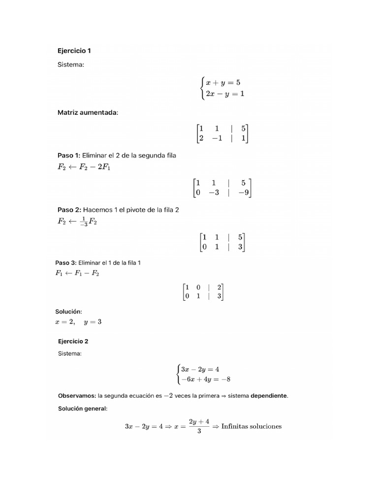Soluciones Matrices 2x2 | PDF
