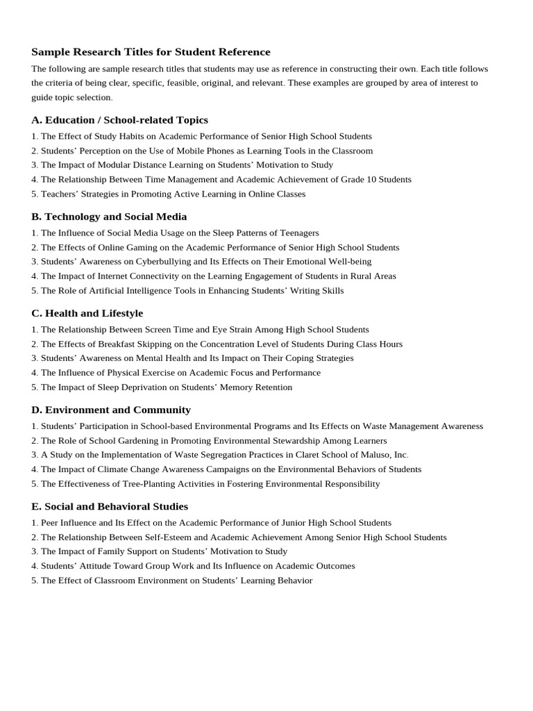 Sample Research Topics 084432 | PDF | Learning | Motivation
