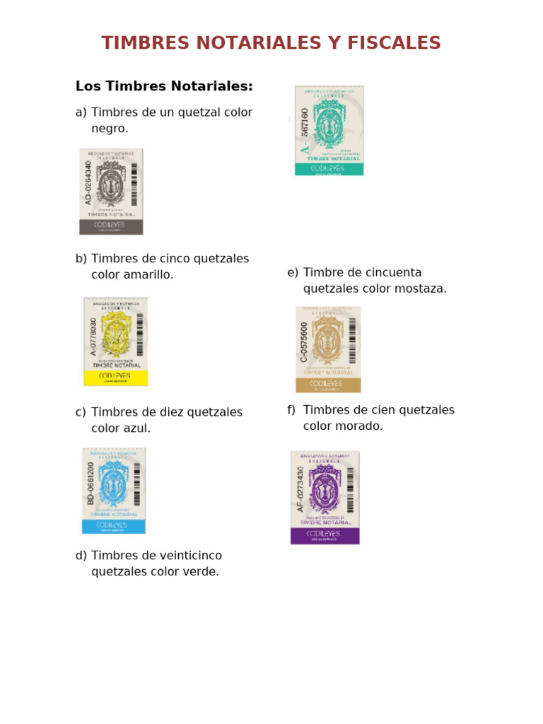 Timbres Notariales y Fiscales | PDF
