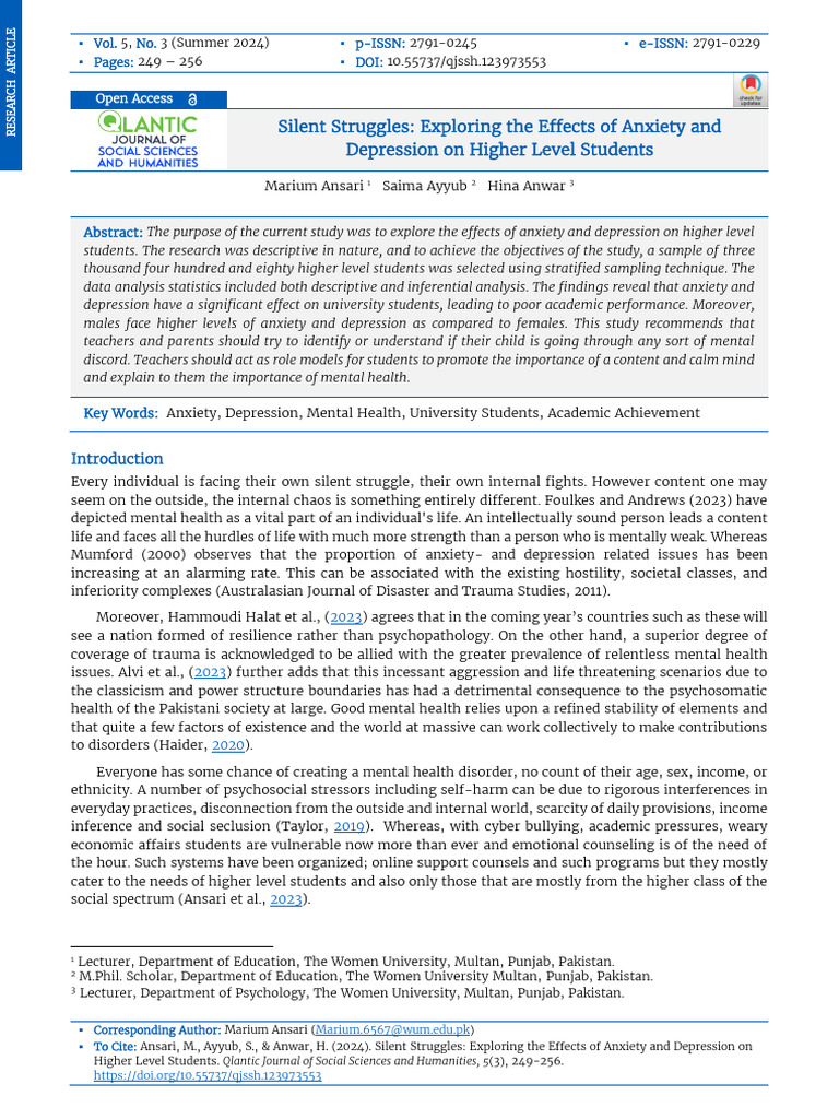 Silent Struggles Exploring The Effects of Anxiety | PDF | Mental Health ...