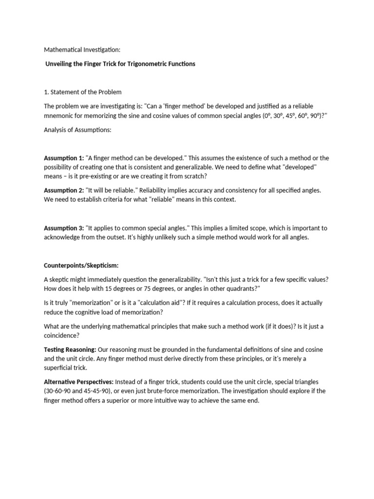Mathematical Investigation | PDF | Angle | Mathematics