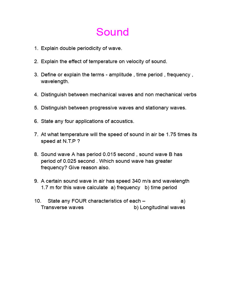 Sound Question Bank | PDF