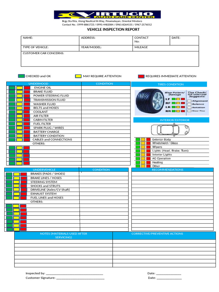 Vihecle Inspection Checklist-Long | PDF