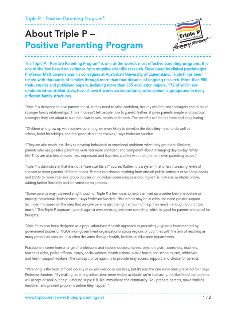 US About Triple P Programe Family | PDF | Parenting | Adolescence