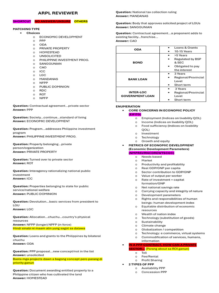 Arpl Reviewer | PDF | Public–Private Partnership | Economic Growth