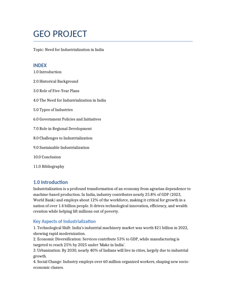 Geo Project Industrialization With Stats | PDF | Industrialisation ...