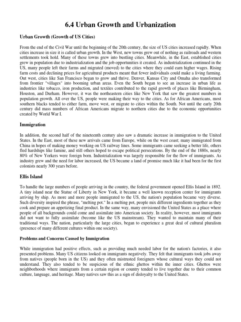 Urban Growth and Urbanization | PDF | Nativism (Politics) | Immigration
