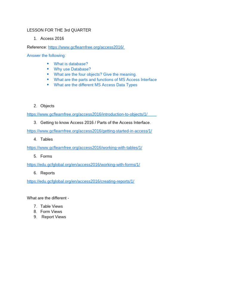 Access 2016 Lesson | PDF