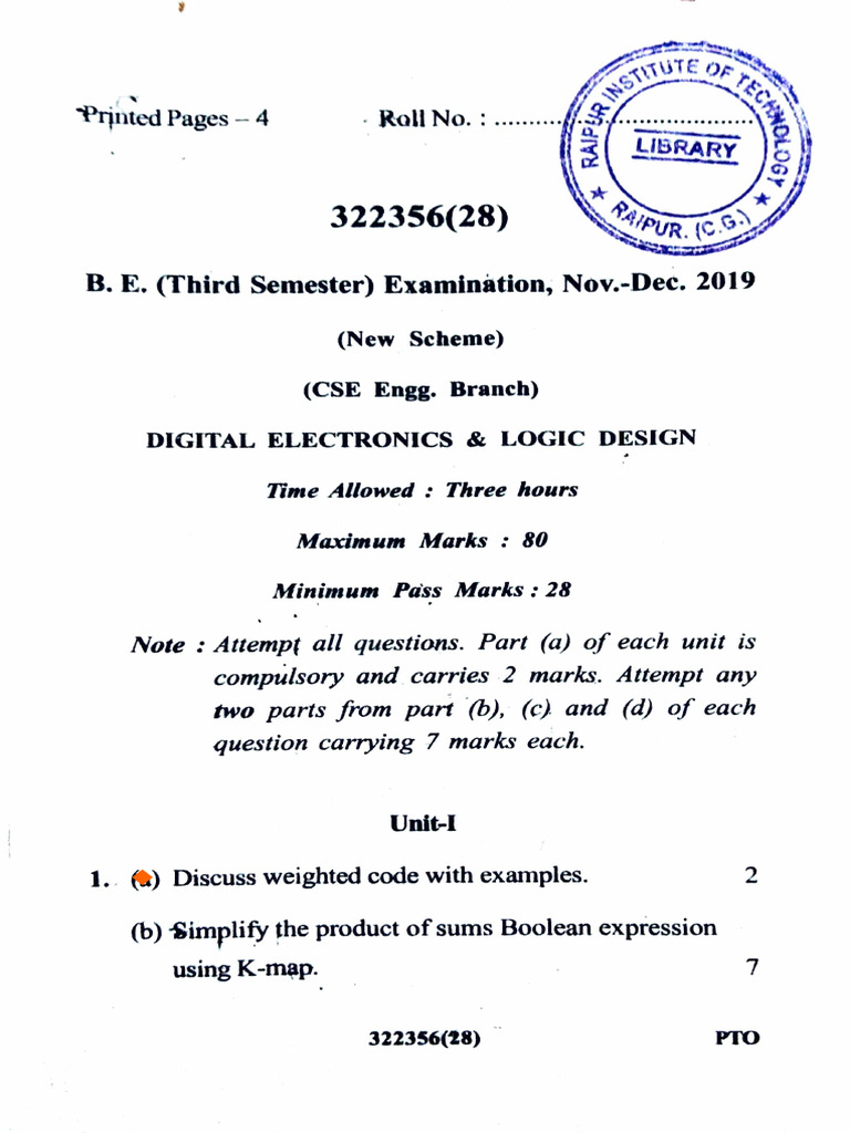 2019-Digital Electronic & Logic Design | PDF