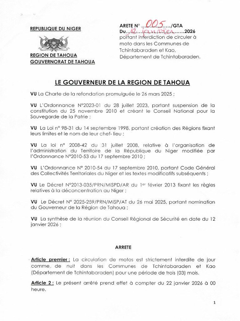 Arrete Interdiction Circulation Moto | PDF