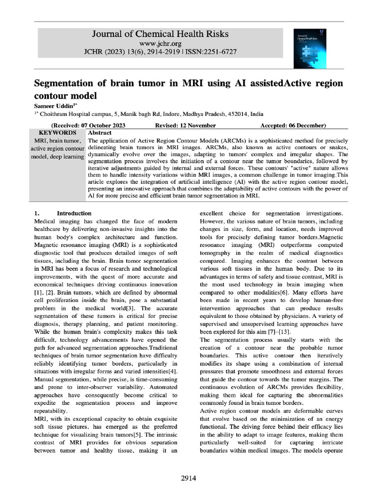 View of Segmentation of Brain Tumor in MRI Using AI AssistedActive ...