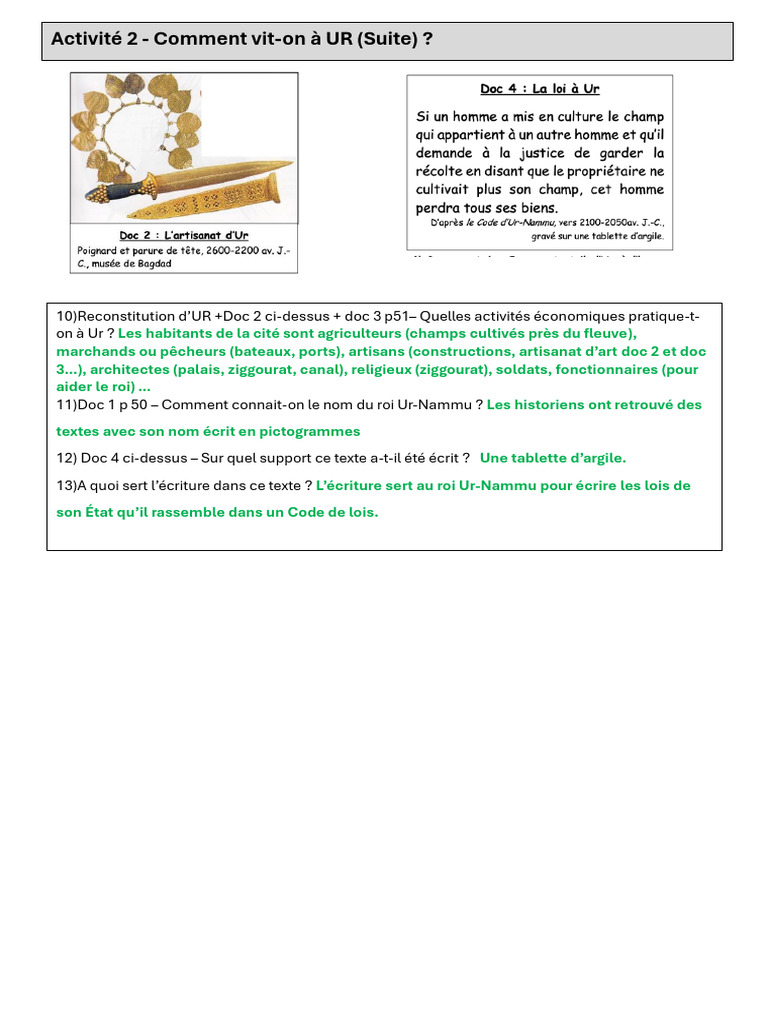 Activité 2 Ur 2024 Suite Correction | PDF