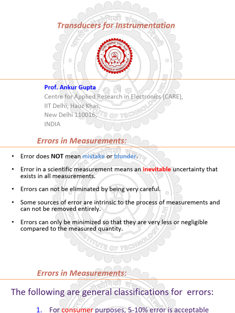 Lecture 04 Errors in Measurements | PDF | Observational Error ...