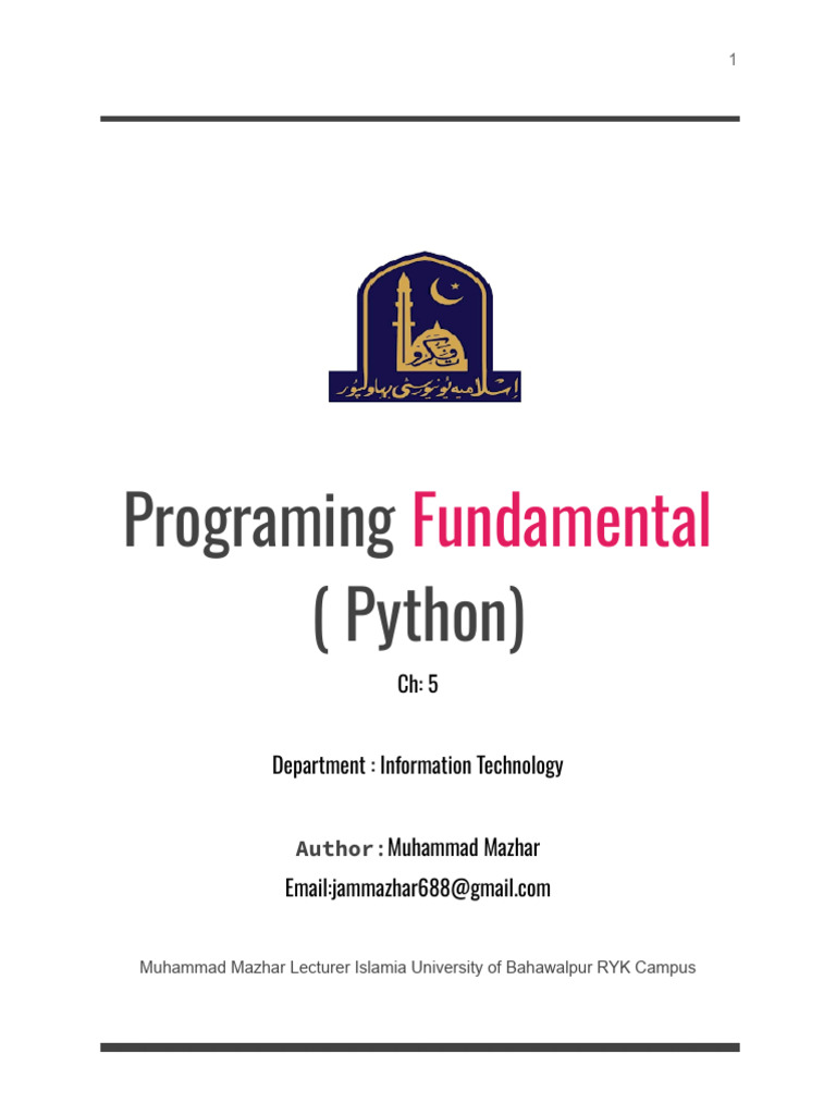 Programing Fundamentals CH - 5 | PDF | Software Engineering | Computing