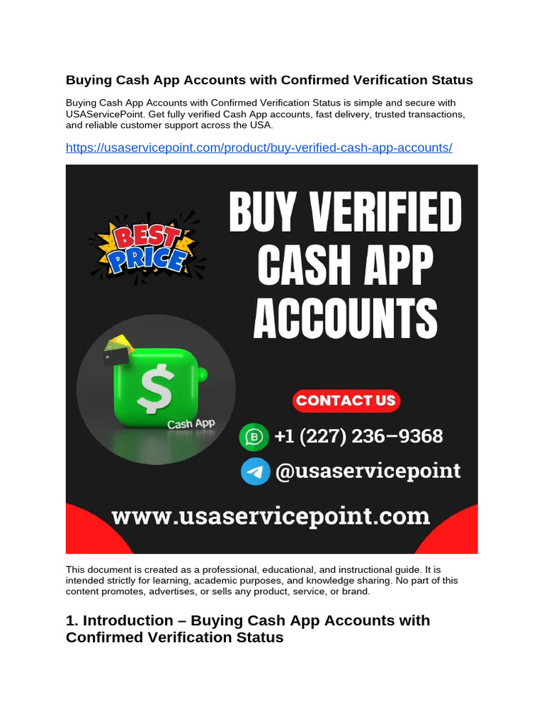 Buying Cash App Accounts With Confirmed Verification Status | PDF ...