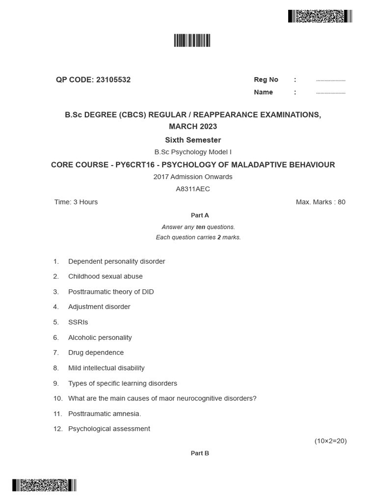 Psychology of Maladaptive Behaviour | PDF | Mental Disorder ...