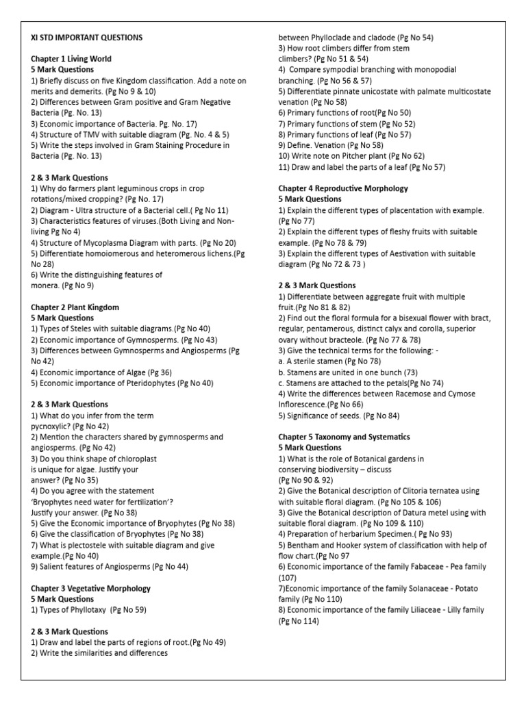 Xi STD Important Questions | PDF | Cellular Respiration | Biology