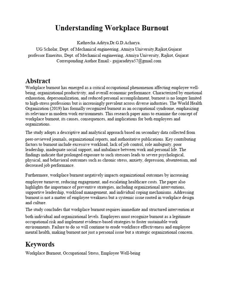 Understanding Workplace Burnout.pdf | PDF | Occupational Burnout ...