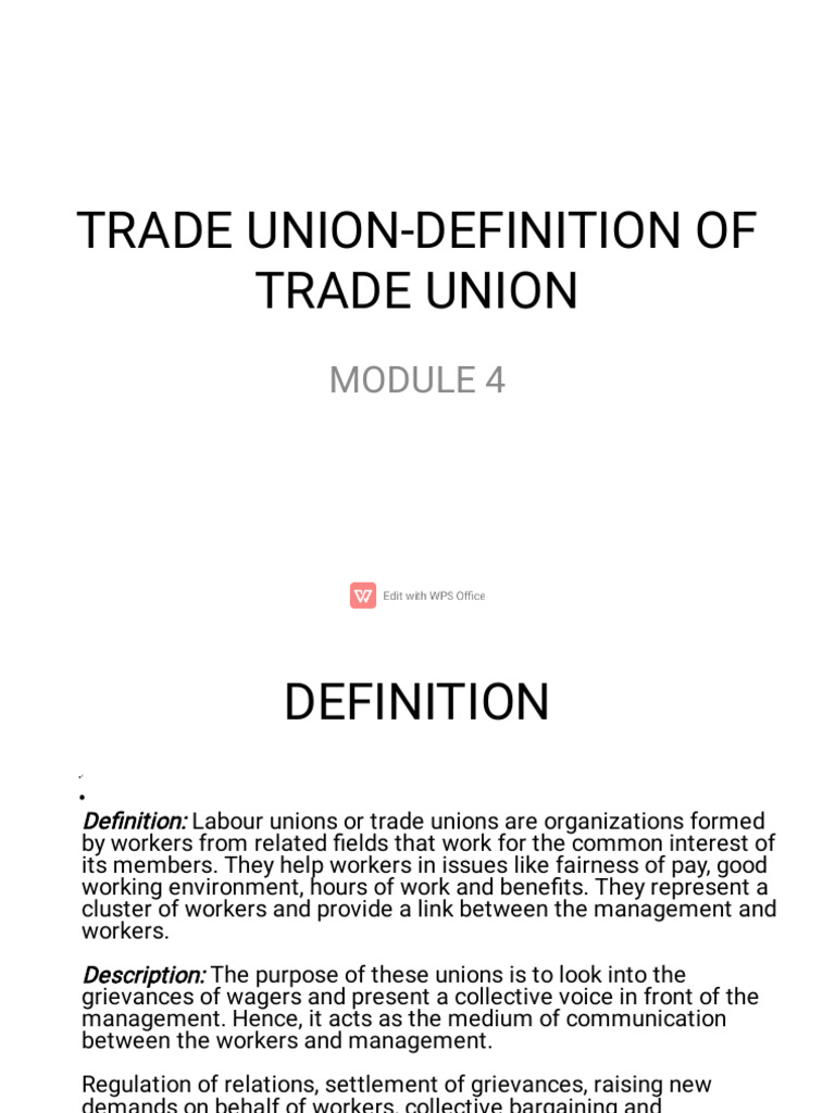 Trade Union-Definition of Trade Union | PDF | Trade Union | Employment