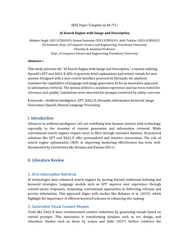 Formatted IEEE Style AI Search Engine Project | PDF | Information ...