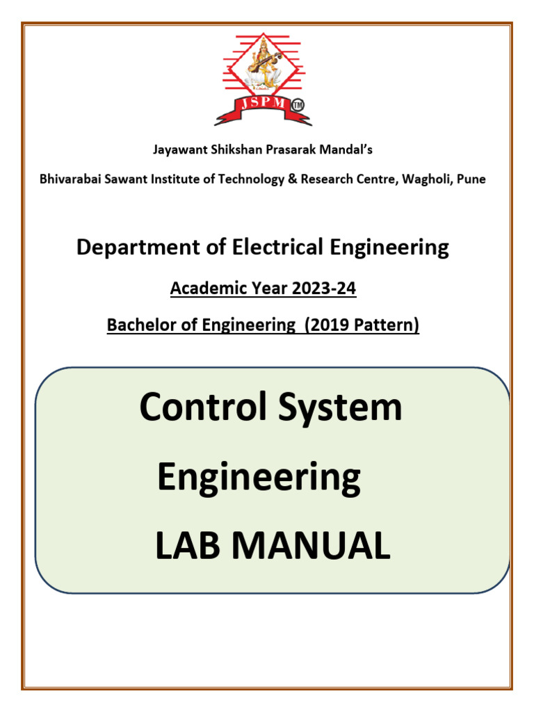 Control System Engg Lab Manual | PDF | Electric Motor | Control Theory