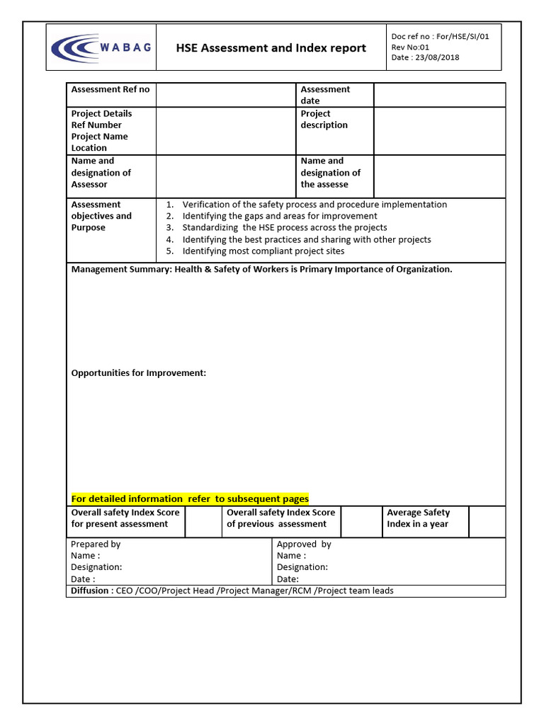 HSE Index & Assessment Sheet | PDF | Personal Protective Equipment