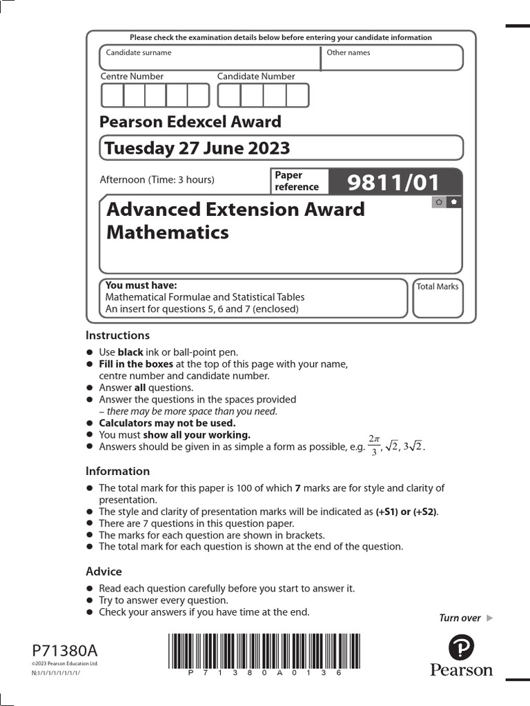 Mathematics AEA 2023 Question Paper | PDF | Numbers | Prime Number