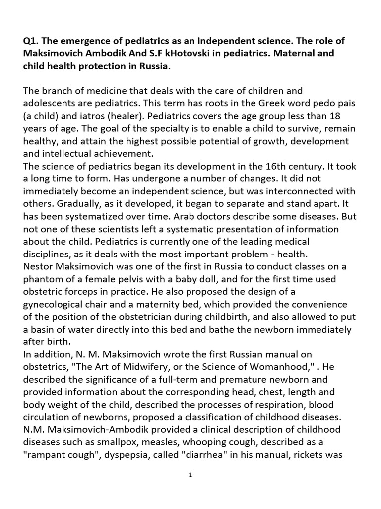 Pediatrics Final | PDF | Infant Mortality | Prenatal Development