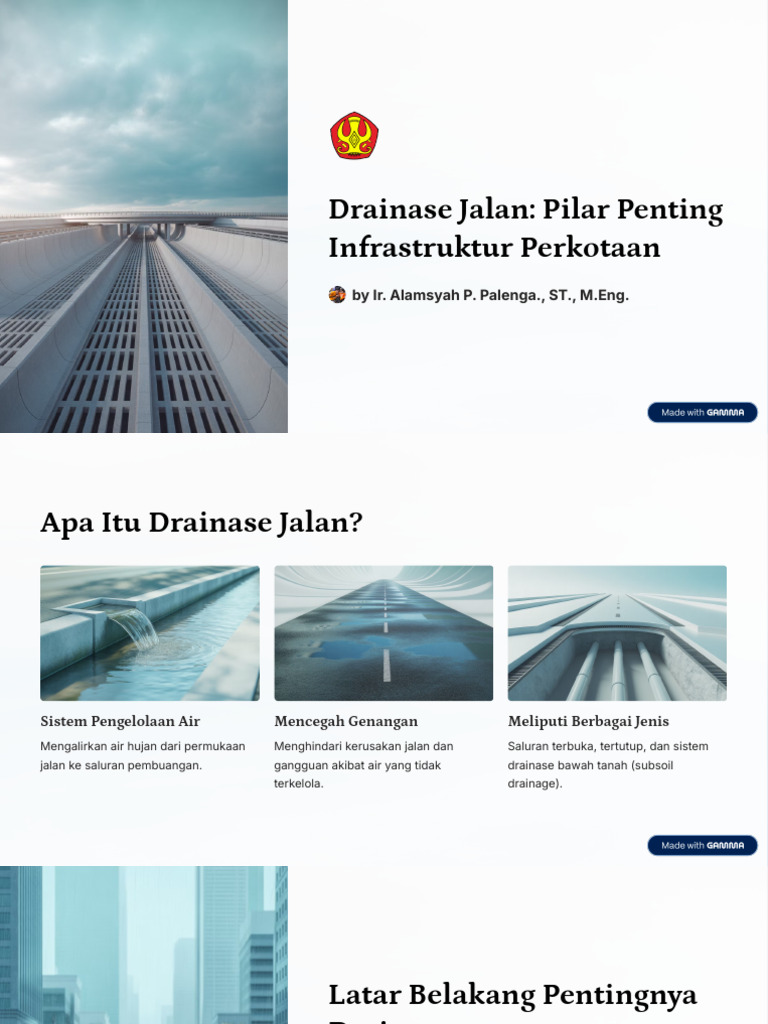 Drainase Jalan Pilar Penting Infrastruktur Perkotaan | PDF