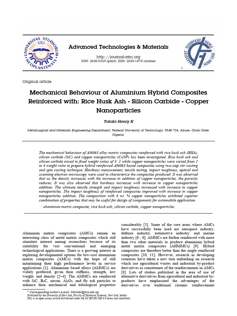 Mechanical Behaviour of Aluminium Hybrid Composite | PDF | Composite ...