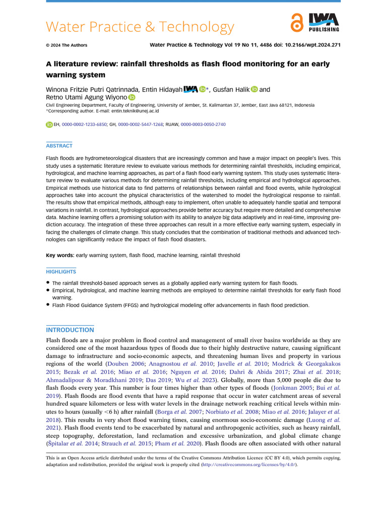 A Literature Review Rainfall Thresholds As Flash F | PDF | Flood ...