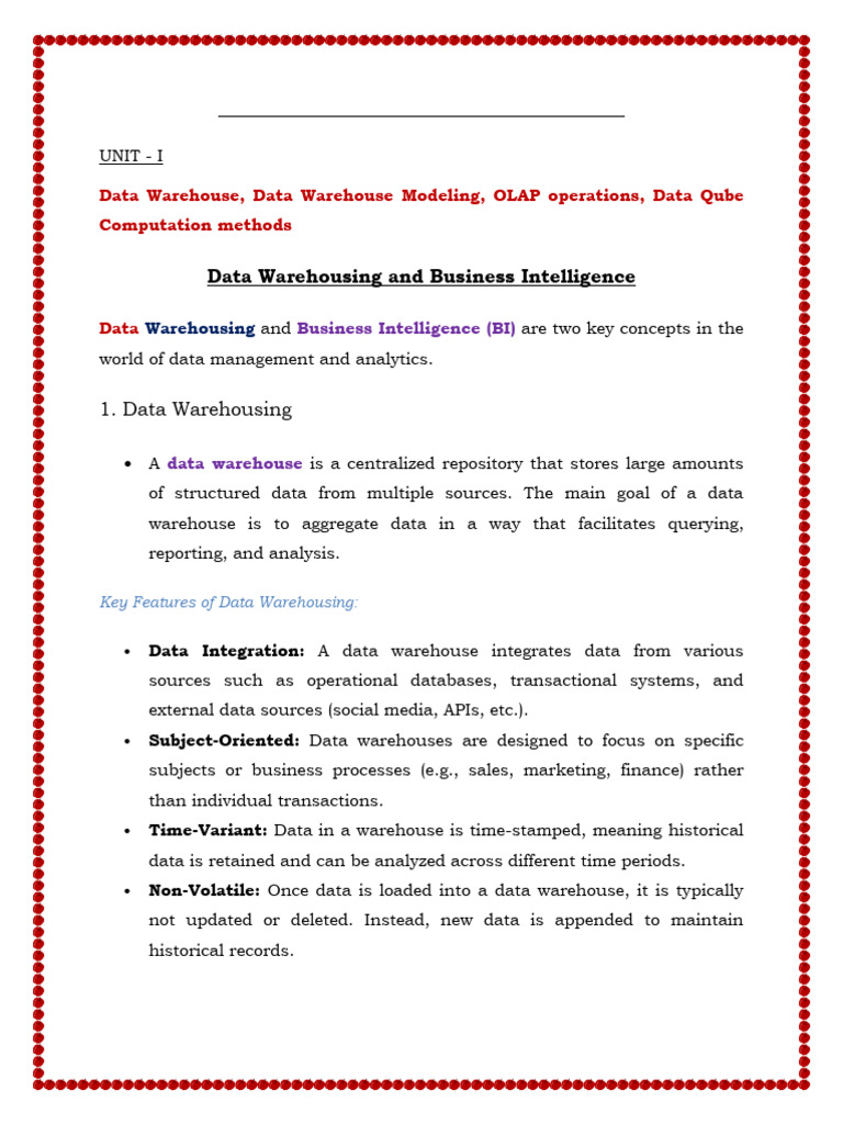 Dwbi 1 | PDF | Data Warehouse | Business Intelligence