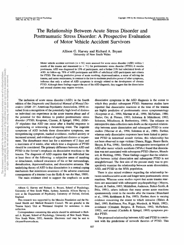 The Relationship Between Acute Stress Disorder 5713 | PDF ...