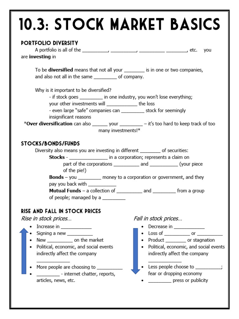 10.3 Stock Market Basics NOTES | PDF | Dividend | Stocks