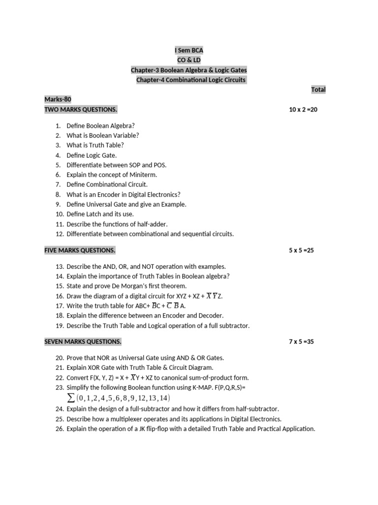 CO & LD Sample QP-2 | PDF | Computer Memory | Boolean Algebra
