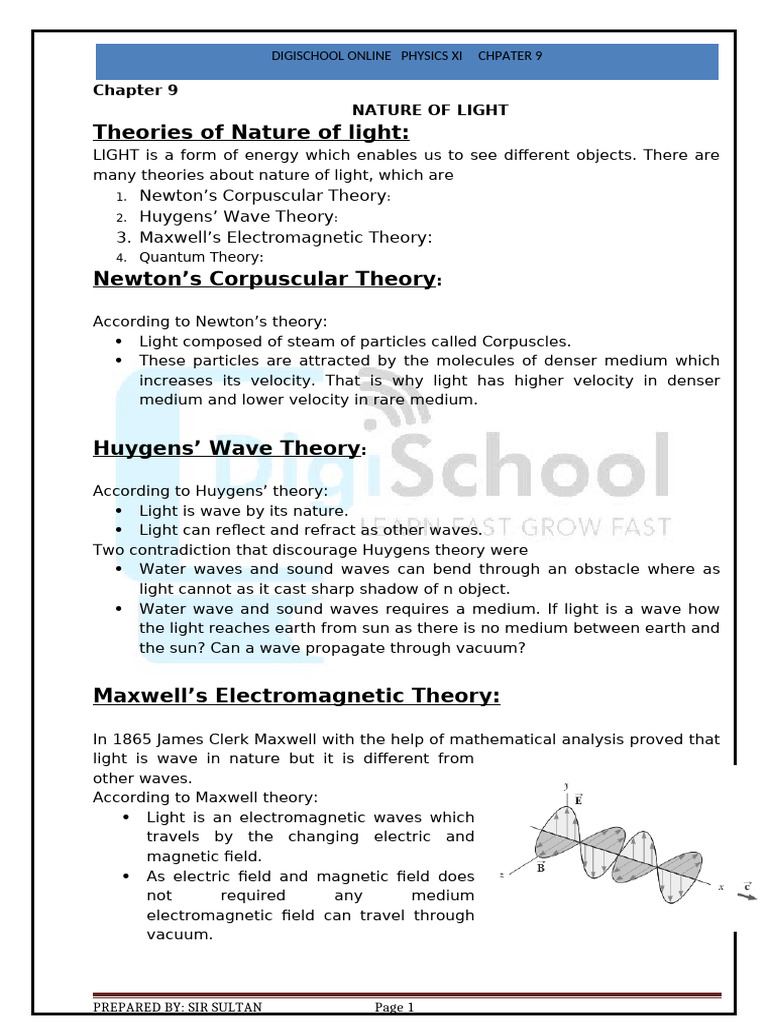 Chapter 9 Nature of Light Physics | PDF | Light | Waves