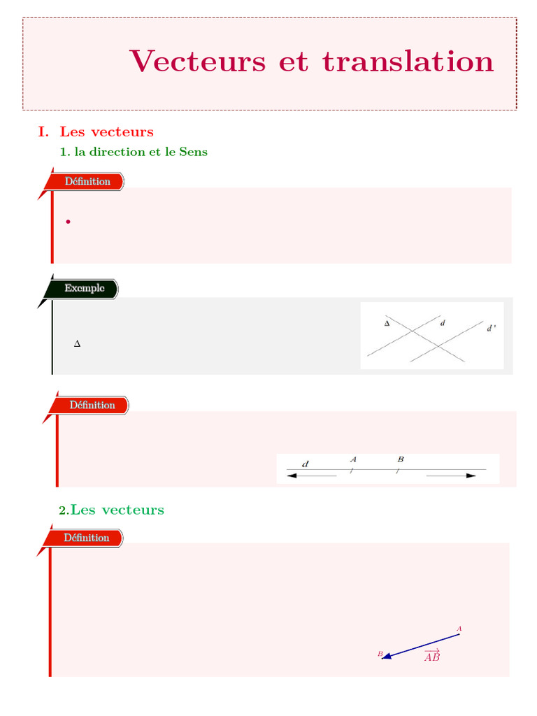 Ch2 Vecteurs Traslation | PDF | Droite (mathématiques) | Algèbre linéaire